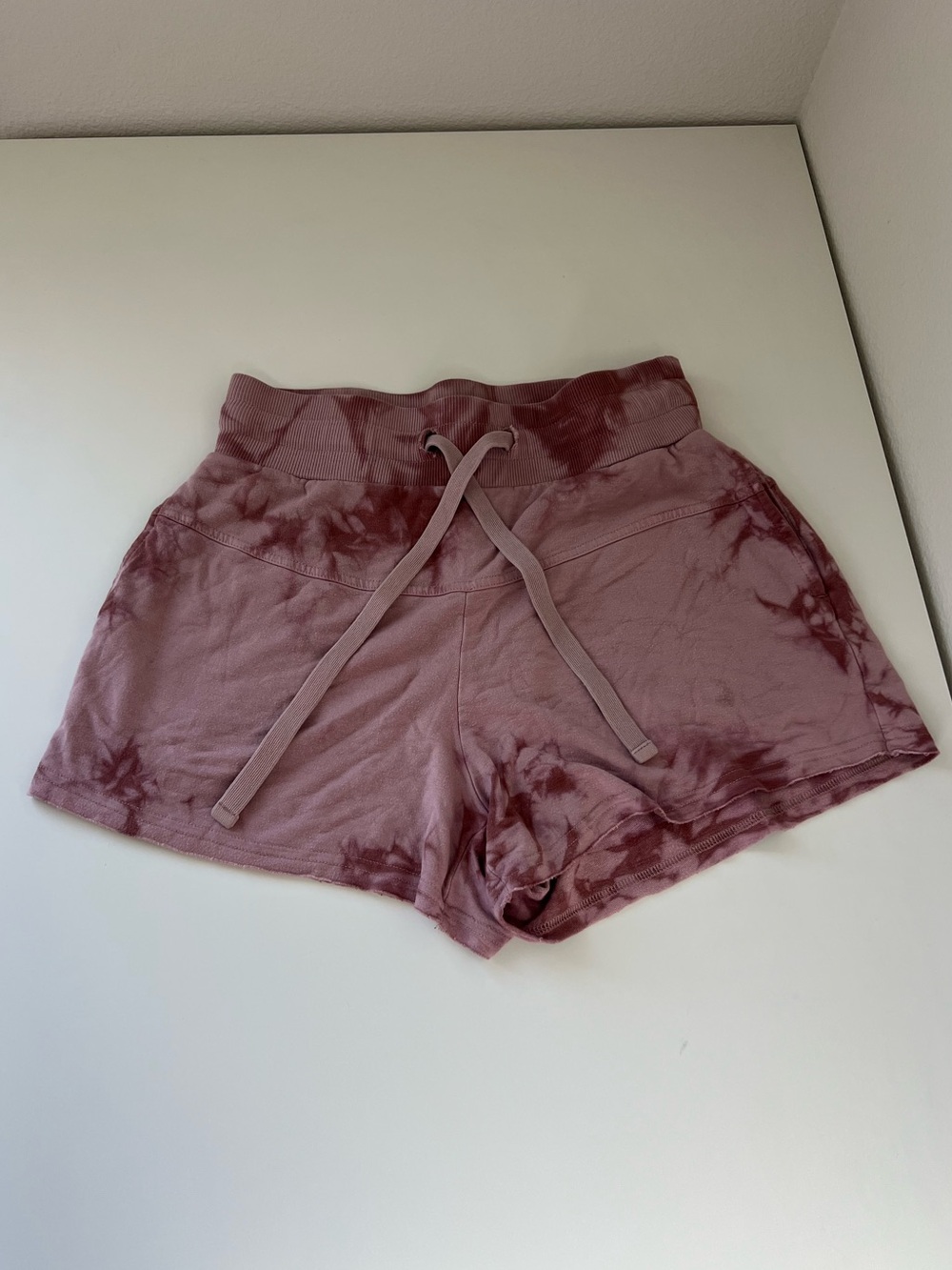 Y2K Dusty Pink Tie Dye Lounge Shorts Soft Grunge Coquette Sweat Shorts XS